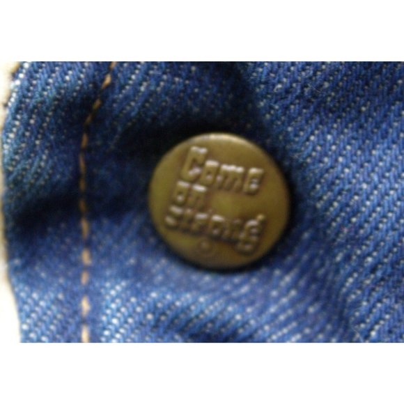 VTG 70s 80s Come On Strong Men L Sherpa Lined Blue Jean Vest Ranch Denim Western - Picture 5 of 15